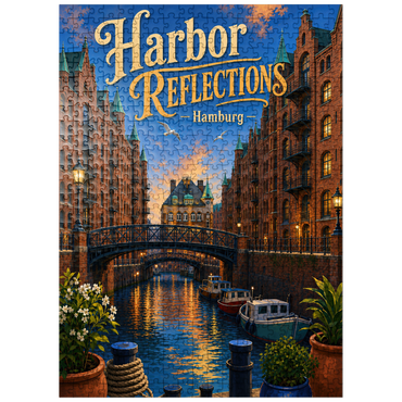 puzzleplate Hamburg Harbor Sunset Reflections 500 Jigsaw Puzzle