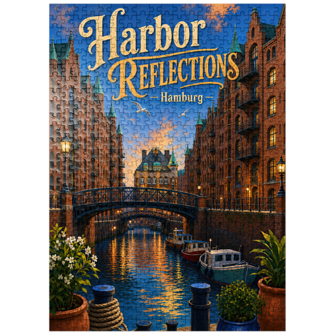 puzzleplate Hamburg Harbor Sunset Reflections 500 Jigsaw Puzzle