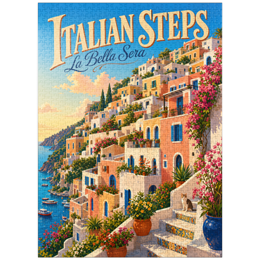 puzzleplate Italian Steps Coastal Sunset Charm 1000 Jigsaw Puzzle