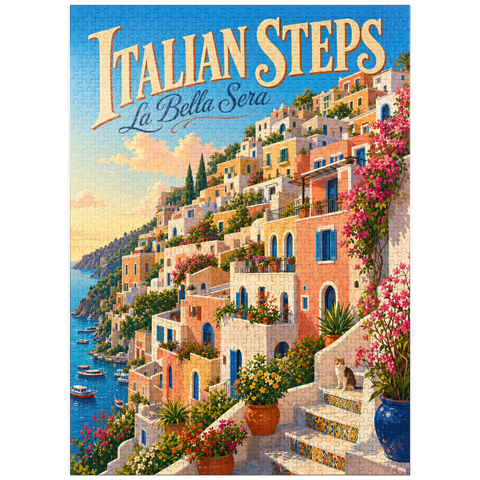 puzzleplate Italian Steps Coastal Sunset Charm 1000 Jigsaw Puzzle