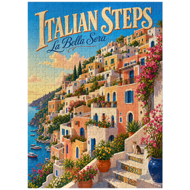 puzzleplate Italian Steps Coastal Sunset Charm 300 Jigsaw Puzzle