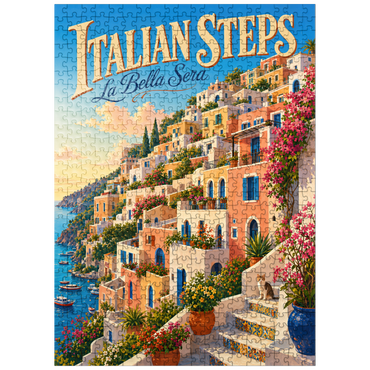 puzzleplate Italian Steps Coastal Sunset Charm 500 Jigsaw Puzzle
