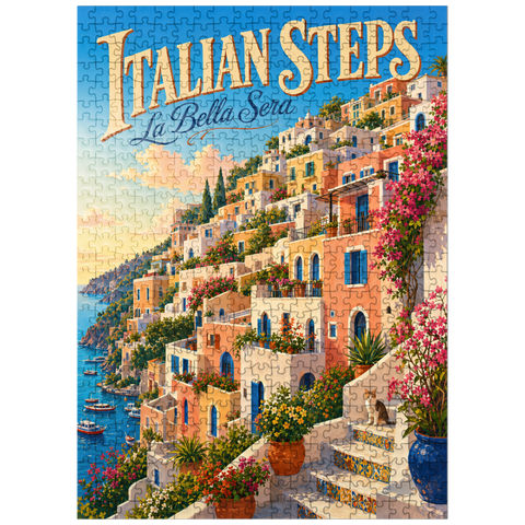 puzzleplate Italian Steps Coastal Sunset Charm 500 Jigsaw Puzzle