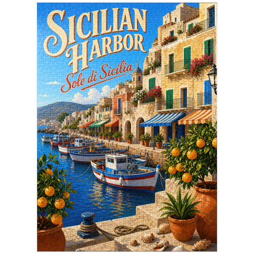puzzleplate Sicilian Harbor Coastal Charm 1000 Jigsaw Puzzle