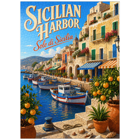 puzzleplate Sicilian Harbor Coastal Charm 1000 Jigsaw Puzzle