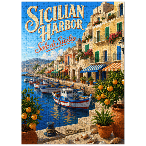 puzzleplate Sicilian Harbor Coastal Charm 500 Jigsaw Puzzle
