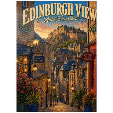 puzzleplate Edinburgh Castle Old Town Glow 1000 Jigsaw Puzzle