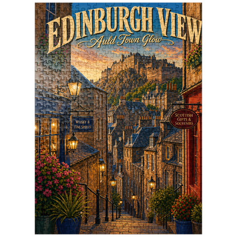 puzzleplate Edinburgh Castle Old Town Glow 500 Jigsaw Puzzle
