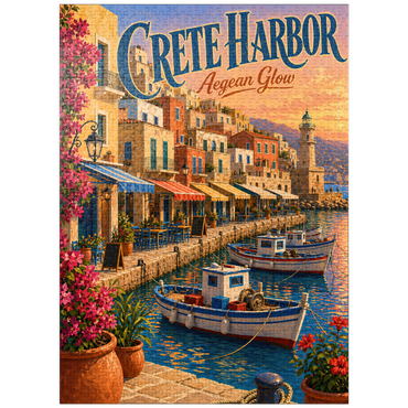 puzzleplate Crete Harbor Aegean Sunset Glow 1000 Jigsaw Puzzle