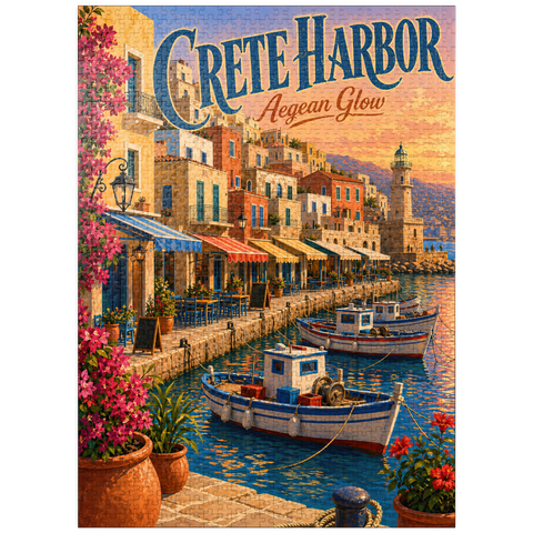 puzzleplate Crete Harbor Aegean Sunset Glow 1000 Jigsaw Puzzle