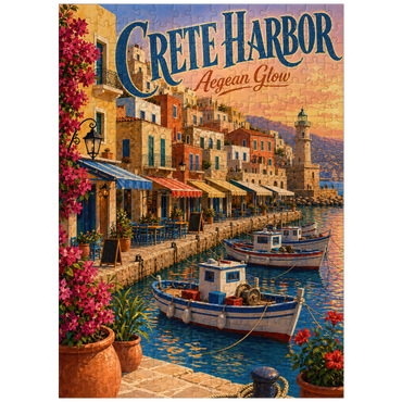 puzzleplate Crete Harbor Aegean Sunset Glow 300 Jigsaw Puzzle