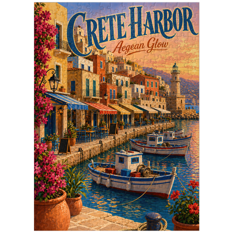 puzzleplate Crete Harbor Aegean Sunset Glow 300 Jigsaw Puzzle