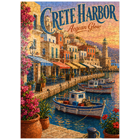puzzleplate Crete Harbor Aegean Sunset Glow 500 Jigsaw Puzzle