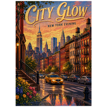 puzzleplate New York Evening Skyline Glow 300 Jigsaw Puzzle