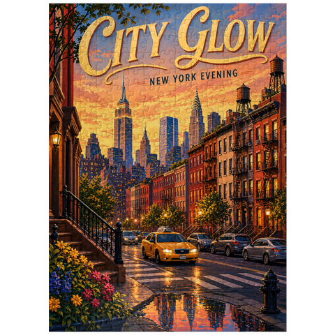 puzzleplate New York Evening Skyline Glow 300 Jigsaw Puzzle