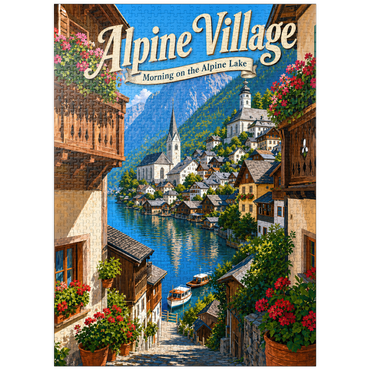 puzzleplate Alpine Village Lake Morning Charm 1000 Jigsaw Puzzle