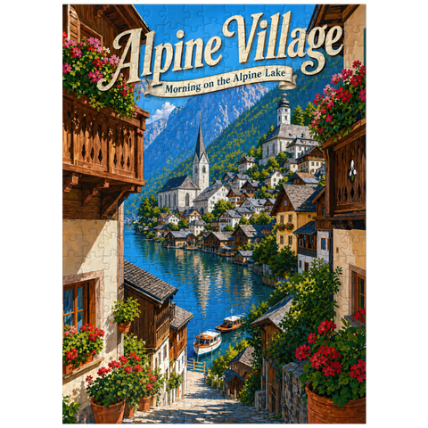 puzzleplate Alpine Village Lake Morning Charm 300 Jigsaw Puzzle