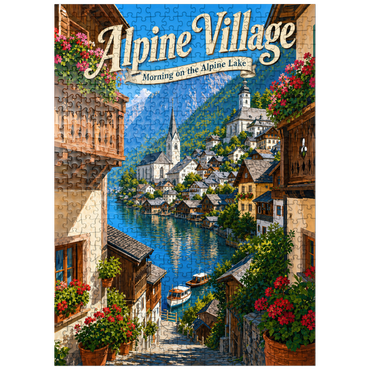 puzzleplate Alpine Village Lake Morning Charm 500 Jigsaw Puzzle