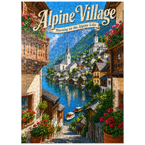 puzzleplate Alpine Village Lake Morning Charm 500 Jigsaw Puzzle