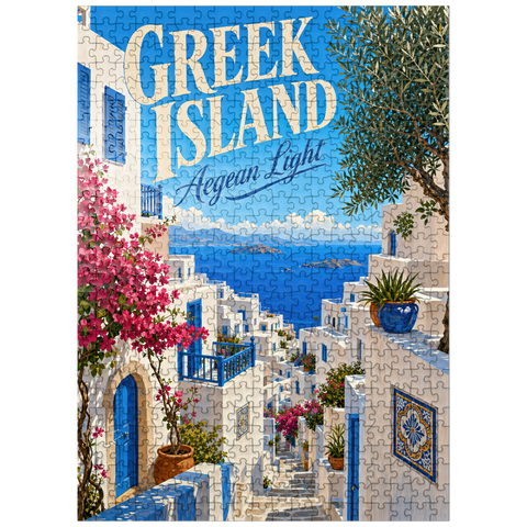 puzzleplate Greek Island Aegean Coastal Charm 500 Jigsaw Puzzle