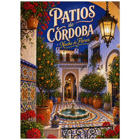 puzzleplate Patios de Cordoba Floral Night Charm 300 Jigsaw Puzzle
