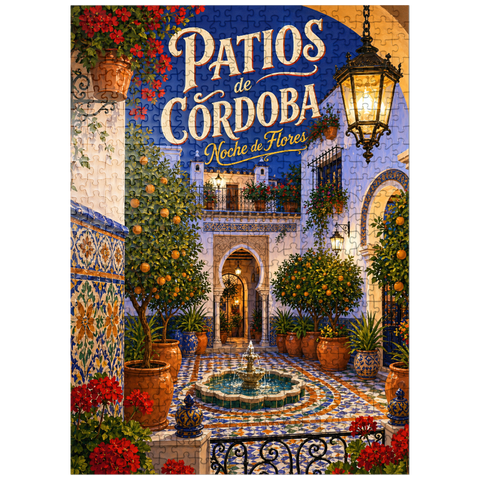 puzzleplate Patios de Cordoba Floral Night Charm 500 Jigsaw Puzzle