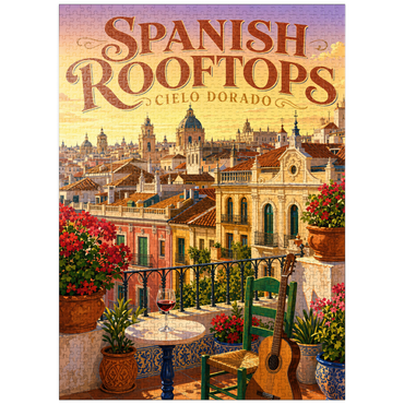 puzzleplate Spanish Rooftops Golden Sunset Charm 1000 Jigsaw Puzzle
