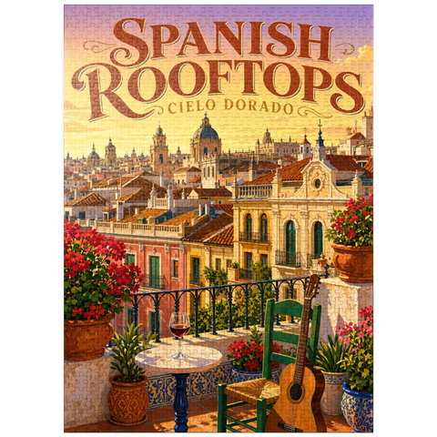 puzzleplate Spanish Rooftops Golden Sunset Charm 1000 Jigsaw Puzzle