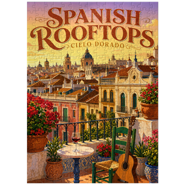 puzzleplate Spanish Rooftops Golden Sunset Charm 300 Jigsaw Puzzle