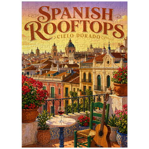 puzzleplate Spanish Rooftops Golden Sunset Charm 300 Jigsaw Puzzle