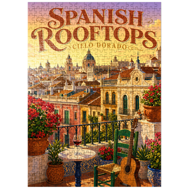 puzzleplate Spanish Rooftops Golden Sunset Charm 500 Jigsaw Puzzle