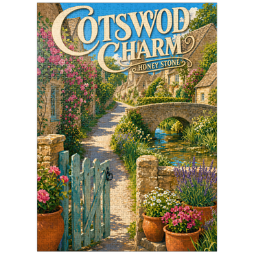 puzzleplate Cotswold Village Honey Stone Charm 1000 Jigsaw Puzzle