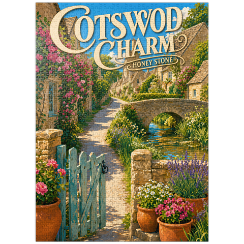 puzzleplate Cotswold Village Honey Stone Charm 1000 Jigsaw Puzzle