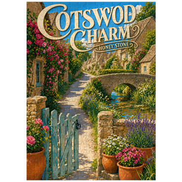 puzzleplate Cotswold Village Honey Stone Charm 300 Jigsaw Puzzle
