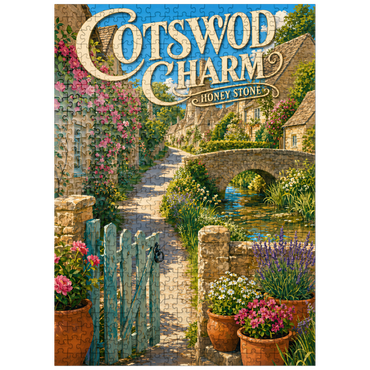 puzzleplate Cotswold Village Honey Stone Charm 500 Jigsaw Puzzle