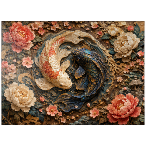 puzzleplate Yin Yang Koi Floral Elegance 1000 Jigsaw Puzzle