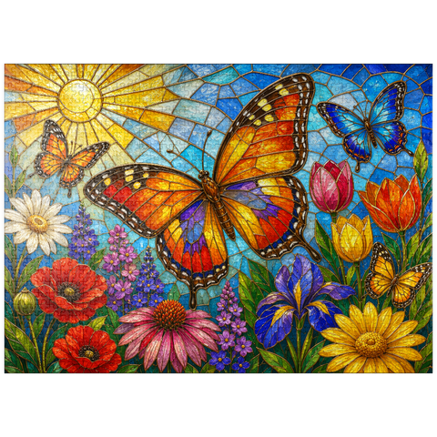 puzzleplate Butterfly Garden in Stained Glass 1000 Jigsaw Puzzle