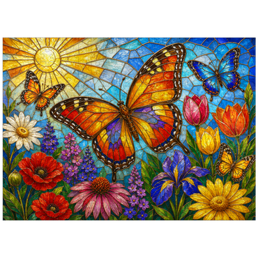 puzzleplate Butterfly Garden in Stained Glass 300 Jigsaw Puzzle