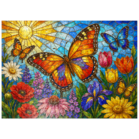 puzzleplate Butterfly Garden in Stained Glass 500 Jigsaw Puzzle