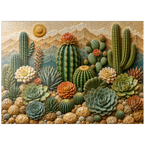 puzzleplate Ceramic Cactus Garden Bloom 1000 Jigsaw Puzzle