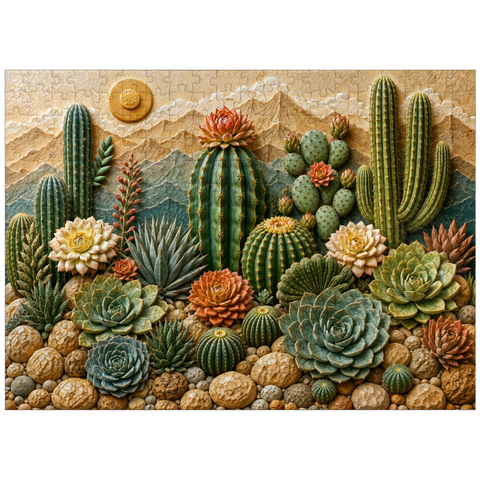 puzzleplate Ceramic Cactus Garden Bloom 300 Jigsaw Puzzle