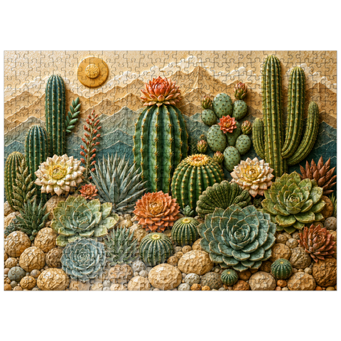puzzleplate Ceramic Cactus Garden Bloom 500 Jigsaw Puzzle