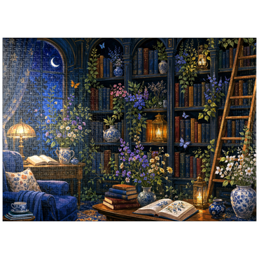 puzzleplate Botanical Midnight Library Glow 1000 Jigsaw Puzzle