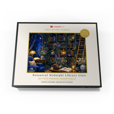 Botanical Midnight Library Glow 300 Jigsaw Puzzle box view3
