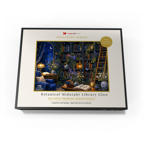 Botanical Midnight Library Glow 300 Jigsaw Puzzle box view3