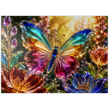 puzzleplate Luminous Glass Butterfly Garden 1000 Jigsaw Puzzle