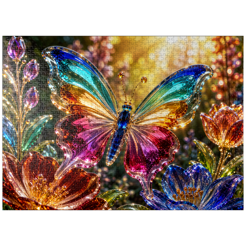 puzzleplate Luminous Glass Butterfly Garden 1000 Jigsaw Puzzle