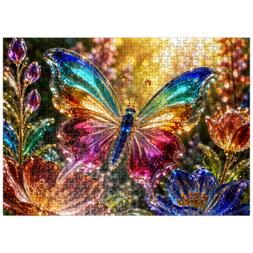puzzleplate Luminous Glass Butterfly Garden 500 Jigsaw Puzzle