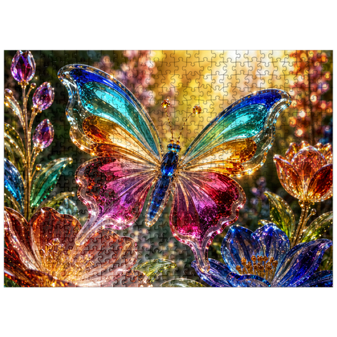 puzzleplate Luminous Glass Butterfly Garden 500 Jigsaw Puzzle