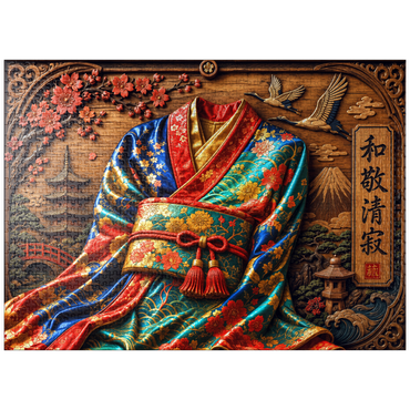 puzzleplate Japanese Kimono Wood Elegance 1000 Jigsaw Puzzle